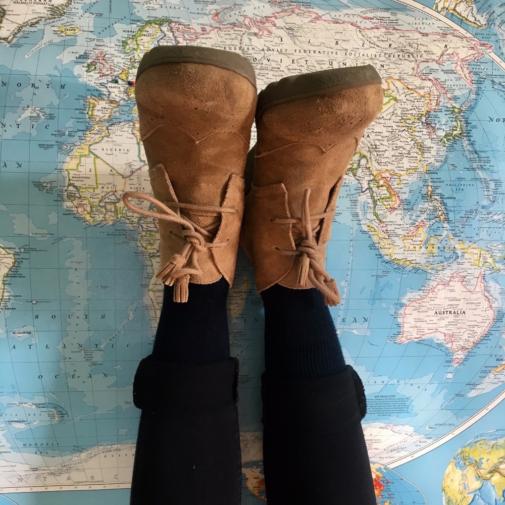 Land's End suede wedge boots